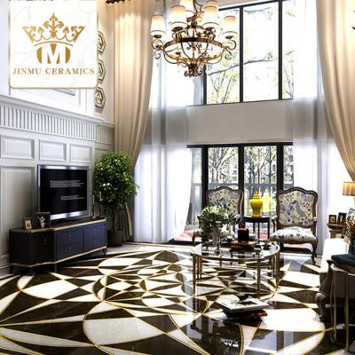 China Modern Europe White And Black Gold Polished Wall Crystal Flooring Entrance Porch Living Room Carpet Tiles Ceramic Tiles for sale