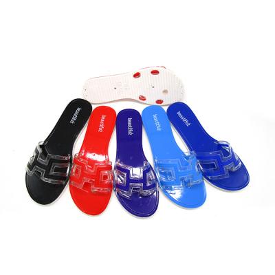 China 2021 Design Women Flat Sandals PVC Flip Flops Non-slip Shoes Women's Slippers New Freeze Sandals for sale