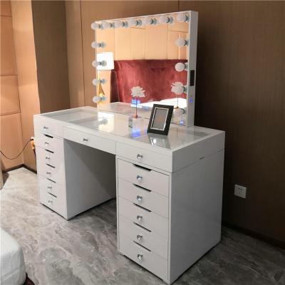 China (Others)Adjustable Black Dresser Bedroom Furniture With Diamond Knobs Drawers Makeup Vanity Table Set Furniture Home Bedroom for sale