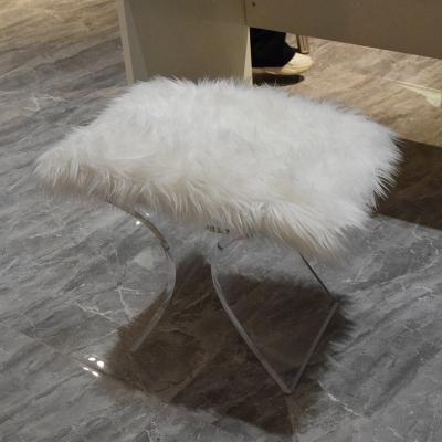 China Docarelife Modern Transparent Acrylic Chair Makeup Stool With Fluffy Mat for sale