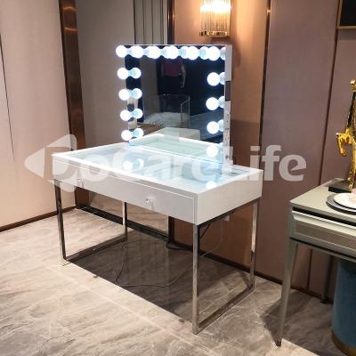 China Docarelife Hollywood Adjustable Furniture Top (Other) Dressing Glass Makeup Dresser With Stainless Legs for sale