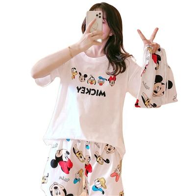 China New summer women girl fashion casual style ladies thermal soft cute pajamas for woman women clothes crew neck cartoon printing for sale