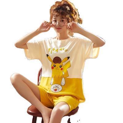 China Breathable Homesuit Homeclothes Sleepwear Fashion Style Casual Style Pajamas Set Ladies Short Sleeve Short Pants Woman Clothes Printing for sale