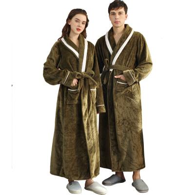 China 3XL Winter Thermal Warm Soft Flannel Solid Home Robes For Couples Fashion Fluffy Bathrobe For Young Lovers Bridesmaid Ankle-Length Robes for sale