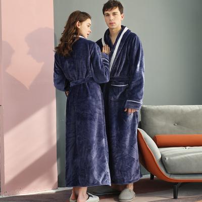 China Thermal 2021 New Winter Flannel 3XL Bedroom Warm Soft Simple Robe For Couples Fashion Solid Robe Sets Atmosphere Elegant Bathrobe For Lovers for sale