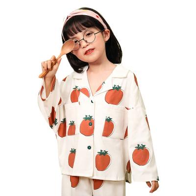 China New Soft Breathable Homesuit Homeclothes Turn Down Long Sleeve Collar Long Pants Sleepwear Fashion Style Girl Child Pajamas Set Pj Set for sale