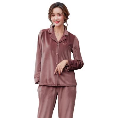 China Breathable Pajamas For Women Luxury Lingerie Sleepwear Plus Size Ladies Home Suits Long Sleeves Cardigan Button Up Elegant Velvet Pajamas Set for sale