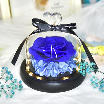 China Wholesale Romantic Preserved Wedding Flower Arrangements Eternal Rose in Heart Shaped Glass Dome Gift Box Roses for Valentine's Day Mother's Day Gift for sale