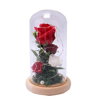 China Beautiful Artificial Flower Christmas Best Selling Novelty Gifts LED Mounted Artificial Flowers To Send Girlfriend Birthday Gifts for sale