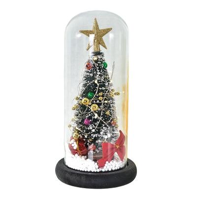 China Xmas Decoration Christmas Gift LED Light Glass Cover Gift Box Tree Star Top Christmas Tree Decoration Ornaments for sale