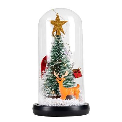 China Glass Border Exclusively For Amazon Hot Christmas Gifts Cedar Window LED Light Glass Cover Creative Desktop Decoration for sale