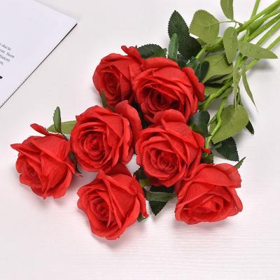 China Wedding Occasion Valentine's Day Promotion Beautiful Rose Artificial Flower Colorful Simple Rose Silk Flower Hotel Home Decoration for sale