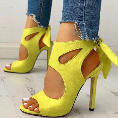 China Other Newest Design Summer Women Shoes Hot-selling Solid Color Sexy Strappy Sandals Rough High Heels With High Heels for sale