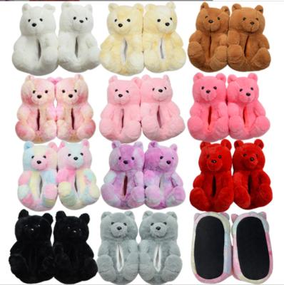 China CUSHIONING 2022 Indoor Winter Warm Slipper Cotton Teddy Bear Slipper Women Plush Lovely Animals Warm Soft Plush Slipper For Girls for sale