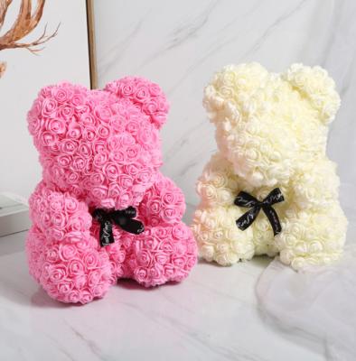 China Other 2022 Valentine's Day Teddy Bears Flower Foam Flower Rose Teddy Bear for valentines day gifts wedding party decoration for sale