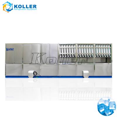 China SUS304 staineless steel large square industrial cube ice machine with ice packing system KOLLER CV20000 for sale