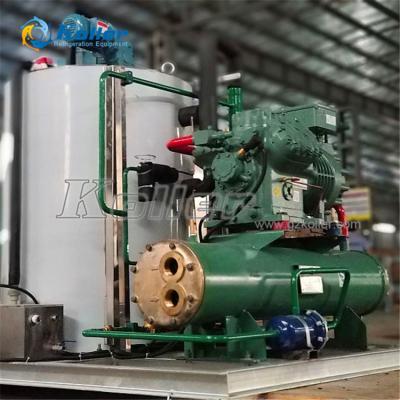 China Evaporation barrel sea brine water flake ice machine for seafood processing used in trawler, fishing boats for sale