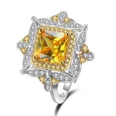 China CLASSIC European Style Jewelry Big Flower Zircon Stone Micro Paved CZ Stone Ring for sale