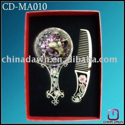 China Hot Cosmetic Mirror Fashion Gift Ladies Mirror Comb With Stone CD-MA010 for sale