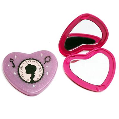 China Double Sided Pocket Heart Plastic Mirror with Bilateral Mirror CD-MP028 for sale