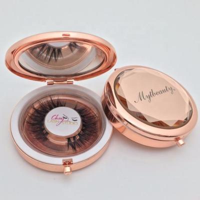 China Large Size Iron Stainless Mirror Pill Box Jewelry Case False Eyelash Crystal Box CD-YH096 for sale