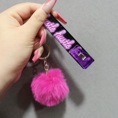 China Factory Wholesale Plastic Credit Card Grabber Key Chain Custom Your Own Acrylic Card Grabber Clip For Long Nails for sale