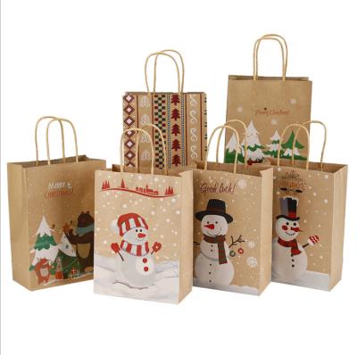 China 2021 New High Quality Material Design Recycled Kraft Paper Christmas Gift Bag Recycled Custom Shopping Bag With Handle for sale