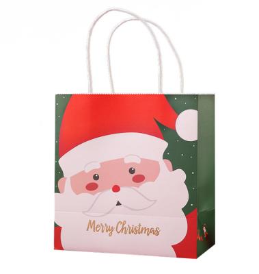 China Newest Recycled Materials Christmas Paper Bags Cheap Custom Gift Bags Colorful Packaging Bags For Holiday Parties Presents for sale