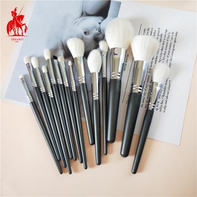 China Angular Blush Wooden Makeup Brush Private Label High Quality Fluffy Goat Hair Customized Cosmetic Brush Set for sale