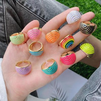 China FASHIONABLE Enamel Women's Rainbow Drip 2021Fashion Finger Ring Daily Wear for sale