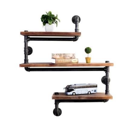 China Attractive Price New Type Iron And Wood Diy 3-layer Wall Mount Decorative Shelf for sale