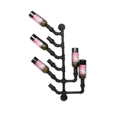 China 2022 Economical Custom Design Iron And Wood Wall Mount Wine Rack For Home for sale