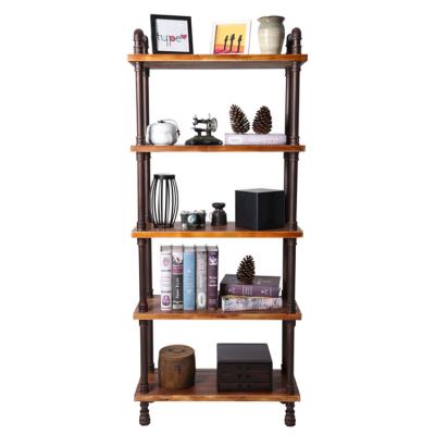 China Factory Sale Various Iron And Wood Home Display Vintage 5-layer Stand Shelf Rack en venta