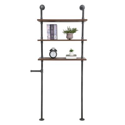 中国 Wholesale Toilet Rack 3 Tier Metal Iron Tube Pipe Over Washing Machine Closestool Storage Rack Bathroom Space-saving Shelf 販売のため