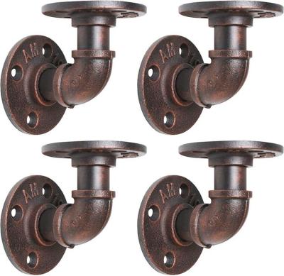 China Black industrial iron pipe wall-mounted towel rail clamp set cast iron DIY Wall Mount Rack Clothes Rack Storage Rack for sale