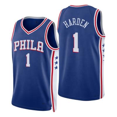 China Shirts & 2022 2023 New Men's Leading Basketball Team James Harden 1 Basketball Tank Tops Shirts Blue Tops for sale