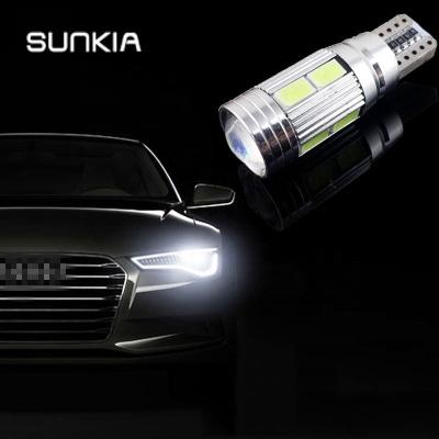 China Car Lighting Super Bright SUNKIA T10 w5w 168 Canbus 5630 10SMD LED Car Lamp With Lens Auto Led Bulb Bulb White/Red/Blue/Yellow/Green for sale