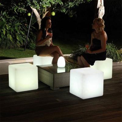 China Rechargeable Plastic Luminous Outdoor Cube Changing To Modern Color Battery LED Light Bar Stool Chairs Seat Tables Chairs for sale