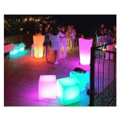 China Modern 40cm LED cube seat, PE plastic shell, 16 colors light up with IR remote control, IP68 waterproof for sale