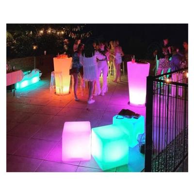 China RTS 40cm plastic bright outdoor nightclub modern living room furniture light up furniture led cube chair seat lighting for sale