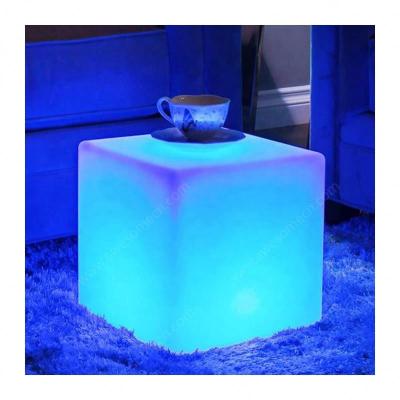 China Modern Led Cube Bar Stool Movable Nightstand Counter Stool Plastic Cocktail Table ColorfRohs Led Furniture Luminous Cube Kids Seat for sale