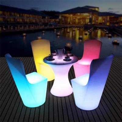 China Modern Modern Party Living Room Led Light Beach Outdoor Garden Plastic Led Light Up High Furniture Cocktail Bar Tables And Chairs Set for sale