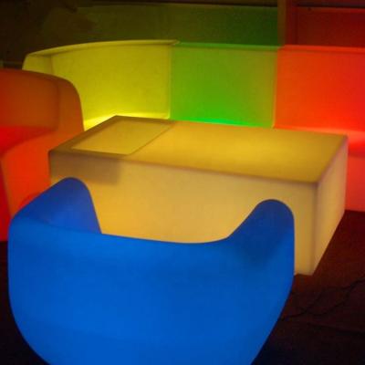 China Outdoor Bar Stool Garden Chair Cube Seat Modern Lead Lighting Plastic Led Light Up High Furniture Cocktail Bar Tables And Chairs Set for sale