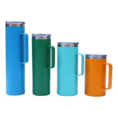 China Sustainable Double Wall Vacuum Stainless Steel Thermal Travel Mug With Lid And Handle And Logo Customized Beer Mug for sale