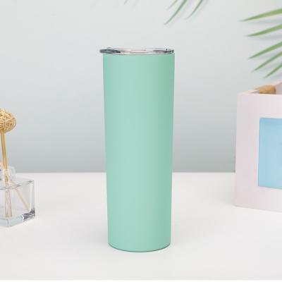 China PORTABLE Skinny Straight 20oz Stainless Steel Tumbler Mugs With Straw Sublimation Vacuum Monogram Plastic Water Bottle for sale