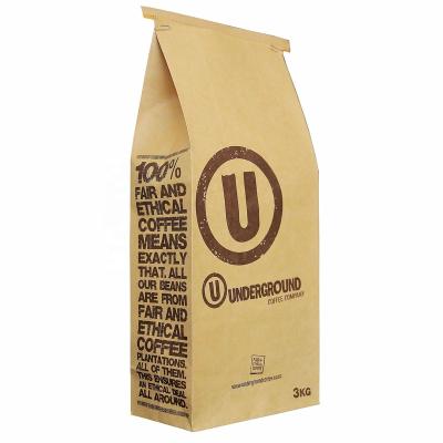 China Handmade block gusset bottom side pocket with tintie kraft paper bag coffee food grade packaging logo digital china supply for sale