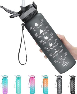 China ARMEEGO Viable 32 Ounce Water Bottle With Time Marker-BPA Free Large B Leak Proof Fitness Sports Water Bottle Reusable Motivational Bottle for sale