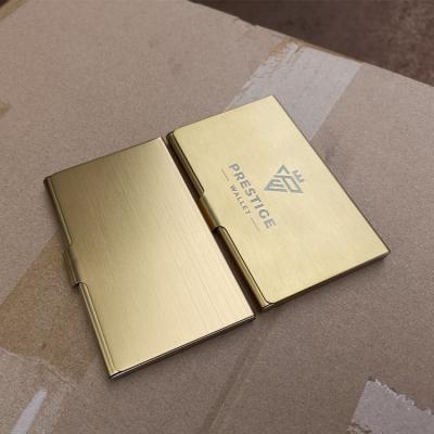 China Gold Brushed Wedacraftz Stainless Steel Business Credit Card Holder Gold Brushed Custom Logo for sale