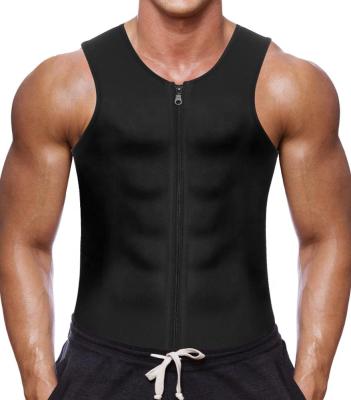 China Antibacterial Men Neoprene Body Shaper Waist Trainer Tank Top Tank Top Suit Hot Sauna Vest For Workout Weight Loss Gym With Zipper for sale