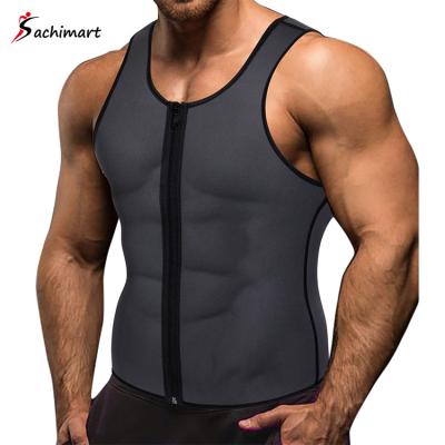 China Hot Sale New Fashion Plus Size Men's Neoprene Sport Slimming Sauna Vest Body Shaper Weight Loss Sweat Tank Top With Zipper for sale